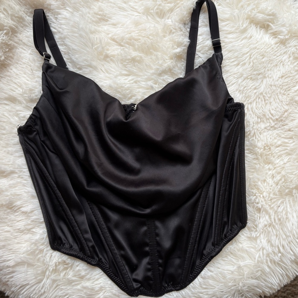 NWOT Urban Outfitters satin black corset bustier (small)